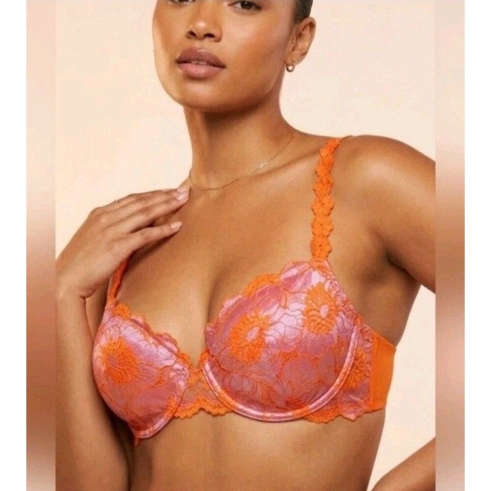 savage x fenty 42DDD Orange Lace Underwire bra NEW